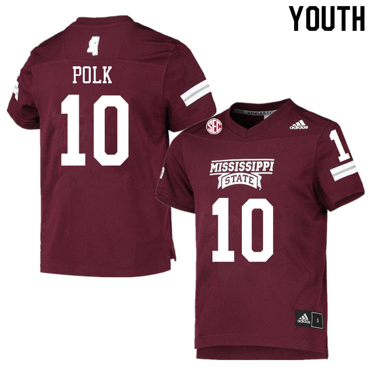 Youth #10 Makai Polk Mississippi State Bulldogs College Football Jerseys Sale-Maroon